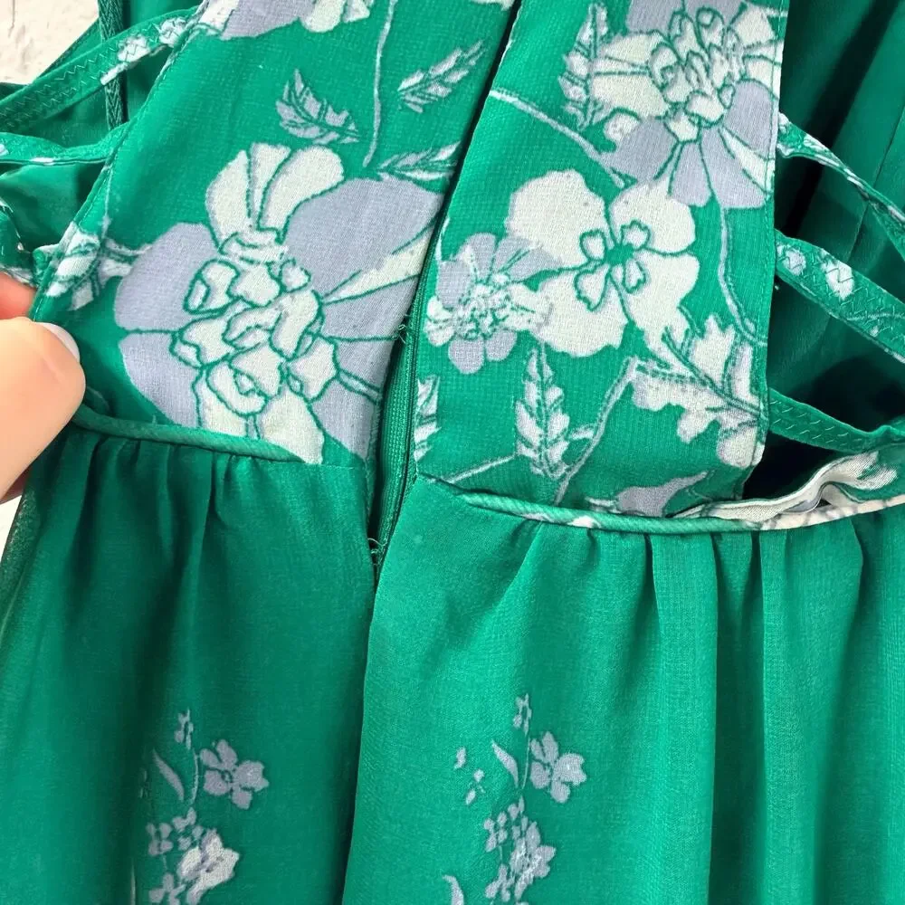 Free People Green Floral Jumpsuit 0 Strappy